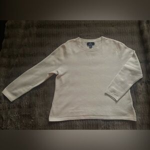 Lands’ End 100% Cashmere Sweater XL Petite Ivory Cream Soft Luxury Knit